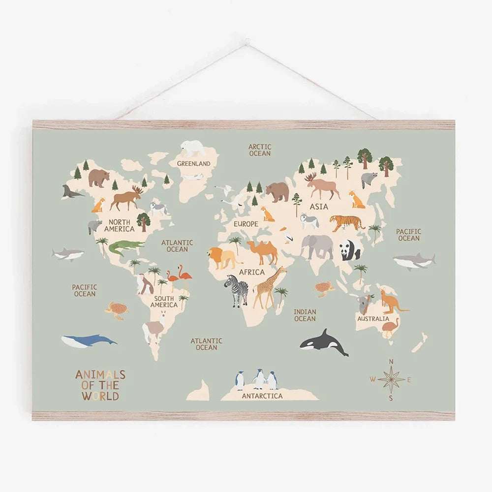 World Map Canvas Painting Pastel Animal Theme Educational Wall Art Nordic Posters and Prints Pictures for Kids Room Decoration World Map Canvas Painting Pastel Animal Theme Educational Wall Art Nordic Posters and Prints Pictures for Kids Room Decoration